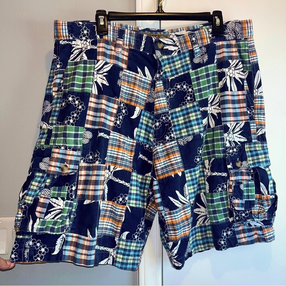 Siegfried Vintage Madras Patchwork Cargo Shorts • 100% Cotton